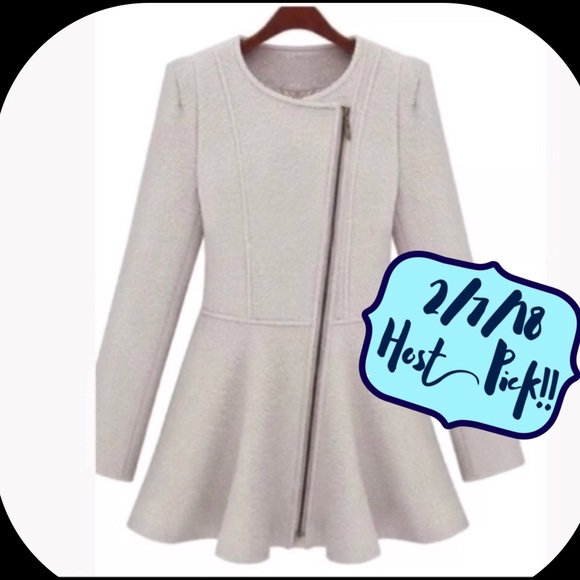 Jackets & Blazers - 💥LAST ONE💥Flare Coat in Off White/Pale Pink